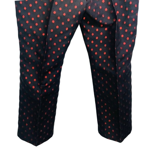 Talbots Womens Kick Crop Pants Holiday Dot Black Metallic Red Size 14 - Picture 8 of 12